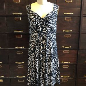 Loft Black/White Knit Abstract Print Dress 6